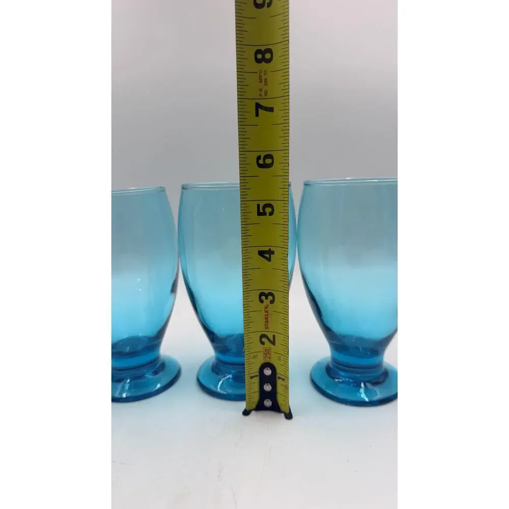 Vintage Libbey Blue Footed Beer Glasses - Mid-Century Barware, Set of 4